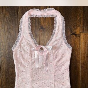 Pink Lace Halter Top
